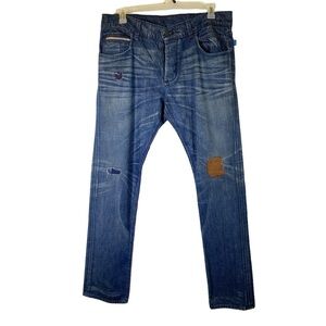 ROCKSTAR SUSHI Men's size 36/33 distressed straight leg button fly denim jeans